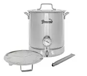 BREWSIE Stainless Steel Home Brew Kettle Thermometer, Ball Valve, Mash Tun