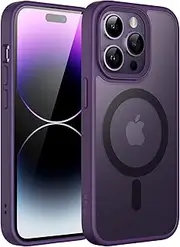 JETech Magnetic Case for iPhone 14 Pro 6.1-Inch Compatible with MagSafe, Translucent Matte Back Slim Shockproof Phone Cover (Deep Purple)