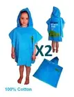 2 x Kids Girls Boys Bath Beach Towel Hooded Hoodie Poncho Towel 100% Cotton