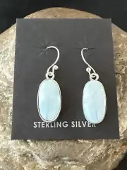 Womens Blue Larimar Navajo Sterling Silver Dangle Earrings 17296