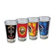 4pc Icup Inc Guns N' Roses Liquor Drinking Pint Glass Drinkware Set 16oz