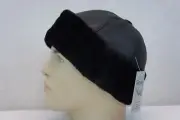 Black 100% Sheepskin Shearling Leather Fur Beanie Round Bucket Ski Hat S-3XL