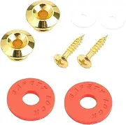 Qianly Guitar Strap Buttons Strap Locks Components Nonslip Replacement Trendy with Screws Washers Mushrooms Head Straplocks End Pins, Gold Red