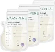 Cozypepe 200 Pcs Breastmilk Storage Bags, 8Oz Breast Milk Storing Bag with Pour Spout, Temperature-Sensing Color Change Milk Bag for Convenient Breastfeeding, No Leak Presterilized for Freezer