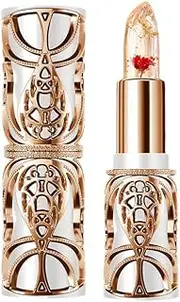Crystal Jelly Flower Lipstick, Clear Temperature Color Changing Lip Gloss PH Tinted Lip Balm Long Lasting Moisturizer Lip Stain for Women Girls