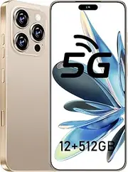 I16 ProMax Smartphone Unlocked Cell Phone, 6.99“ HD Screen5G Phone, 12+512GB phone unlocked, Android 13.0, 68+108MP Zoom Camera, Fingerprint Button Unlock-and take photos,Dual SIM (Desert Titanium)