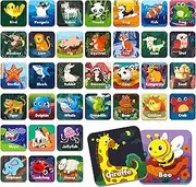 Hebayy 36 Pair Animal Matching Memory Game Flash Cards for Toddlers, Preschool, Kindergarten and Home. Erasable, Fun & Fast, Travel Friendly, Skill Building. Size 2” x 2”(5 x 5 cm)