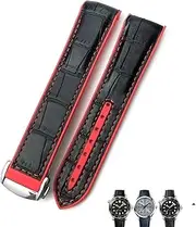 [SKXMOD] 21mm 22mm Rubber Leather Watchband 19mm 20mm for Omega Seamaster 300 Speedmaster AT150 HydroConquest Sports Strap