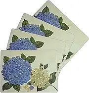 Benson Mills Cork Placemats Set of 4, Thick Cork Place Mats for Kitchen and Dining Tables, Easy Clean Table Mats (12" x 16" Rectangular Set of 4, Hydrangea Floral)