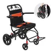 Foldable Aluminum Transport Wheelchair, 18-Inch Seat, 220lbs Capacity