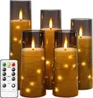 Flameless LED Candles with Timer 5 Pc Flickering for Gray