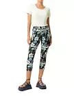Hue Womens Size XL Floral Tropical Print Essential Denim Capri Pants in Black