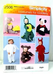 Simplicity Costume Pattern 2506 Toddler Mouse Mice Dino Panda Devil Angel Uncut
