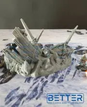 Crashed Ship, 3d Printed Dice tower Terrain for RPG Tabletop Wargaming
