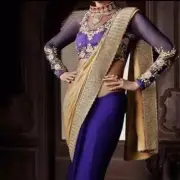 New Dark purple golden beige shaded net saree (FINAL PRICE $249)