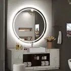 Large Anti-Fog Round Bathroom Vanity LED Mirror Color Adjustable Makeup Mirror