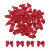 40Pcs Mini Red Ribbon Bow with Pearl 1" Ribbon Flowers Applique