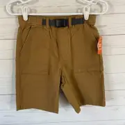Wonder Nation Boys Belted Ripstop Shorts Size Large 10-12 Brown Pull On Pockets