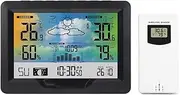 Wireless Weather Station Indoor Outdoor Color Screen Weather Forecast Station with Outdoor Sensor Digital Temperature and Humidity Gauge with Alarm Clock Moon Phase Backlight Sooze Mode
