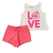 NWT Children's Place White Lace & Sequin Floral LOVE Tank & Shorts Outfit - 6-9M