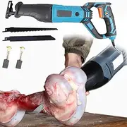 Reciprocating Saw, 900/1050/ 1200W Electric Bone Saw for Meat, No-load Speed: 800-3000rpm/min,One-touch Locking, Handle Can Rotated, with Continuous Speed Switch, for Cut Bone,1050W