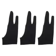 3pcs Artists Drawing Glove for Digital Drawing Tablet 8" x 3" Black