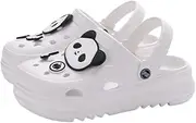 [Hhhchpm] Women's Platform Clogs Slip On Slides Shoes Beach Sandals Gardener Clog Hight Heels Mule Slippers Garden Shoes DIY Panda bow tie accessories Sandals