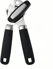 Manual Can Opener, Stainless Steel Bottle Lid Openers, Hand Can Opener with Sharp Blade Smooth Edge, Heavy Duty Can Opener Smooth Edge, Easily Open Cans, Black