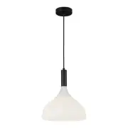 Alora Mood Belleview 1 Light 12" Pendant, Matte Black/Opal/Opal - PD532312MBOP