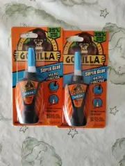 2 Gorilla Micro Precise Super Glue, 0.19 oz, Clear. New