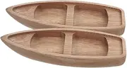 GLEAVI 2pcs Wooden Canoe Model Miniature Toy Boat Decorative Miniature Sailboat Wooden Canoe Figurine Rustic Home Ornament