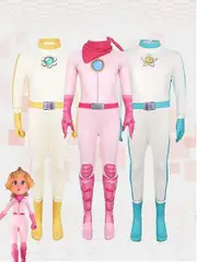 Princess Peach Cosplay Jumpsuit Battle Suit Nintendo Game Mario Children's Performance Costume Pink Kid 140