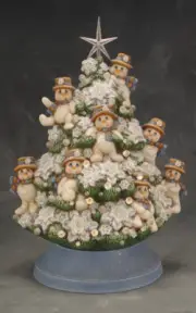 Ceramic Bisque ~Ready to Paint~ Snowman Tree with electric kit, lights and star