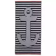 Stripe Anchor Beach Pool Towel in Blue 72" x 36"