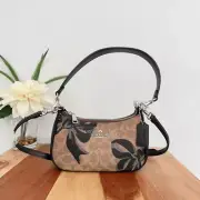 NWT Coach Teri Mini Crossbody Bag In Signature Canvas With Bow Print