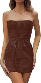 [CHYRII] Womens Sexy Summer Two Piece Outfits Bandeau Going Out Crop Tops Bodycon Skirt Sets Mini Dress