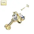 Piercing Labret Ear Yellow Gold 14K Bee