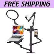 All-in-One Selfie Stand with Adjustable LED Ring Light & Multi-Device Support