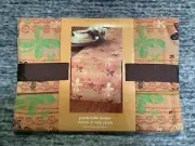 Pier 1 Imports Floral Petals Cotton Table Runner 14" x 72" Brown Green Read NWT