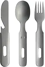 Nagao Tsubamesanjo Camping Outdoor Cutlery Set, 3 Pieces, Knife, Spoon, Fork, Aged, Made in Japan