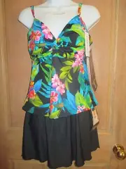 NEW Miraclesuit 2 PC TANKINI SWIMSUIT 8 38 Tropical Floral $150 Roswell Skirt