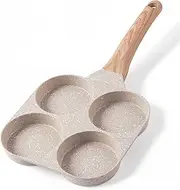 CAROTE Egg Pan Omelette Pan, 4-Cup Nonstick Egg Frying Pan, Pancake Pan, Healthy Granite Egg Cooker Pan Egg Skillet for Breakfast, Suitable for Gas Stove & Induction Cookware