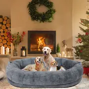 XXL Human-Sized Dog Bed Washable Orthopedic Pet Bed Bean Bag with Soft Blanket