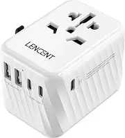 LENCENT Universal Travel Adapter, International AC Plug Power Adaptor with 5.6A 3 USB C 2 USB A Ports Wall Charger Worldwide Travel Essentials for AU to US EU UK Ireland Bali(Type C/G/A/I) Black