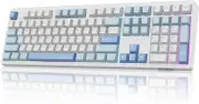 MechLands EPOMAKER TH108 Full Size Mechanical Keyboard, 108 Keys Wireless Gaming Keyboard, 8000mAh Battery, Creamy Gasket, Hot Swap, Custom Driver, RGB Backlights (Blue&White, Sea Salt Silent Switch)