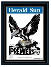 AFL GRAND FINAL 2023 PREMIERS COLLINGWOOD Magpies KNIGHT PREMIERSHIP MAT FRAMED