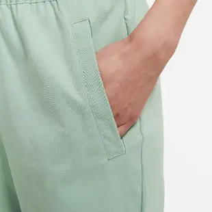 【NIKE 耐吉】長褲 NSW Swoosh Woven 女款 綠 銀 運動褲 縮口 褲子(CZ8910-006)