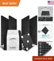 2"X12"X12" Egg Crate Acoustic Foam Panels - High Density Soundproof Wall Pane...