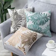 Textured Brocade Leaves Cushion Cover Tropical Palm Decorative Cushion Cover