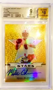 MIKE GLENNON RC AUTO LEAF VALIANT GOLD HIS JERSEY NUMBER #8/10 GRADED BGS 9/10